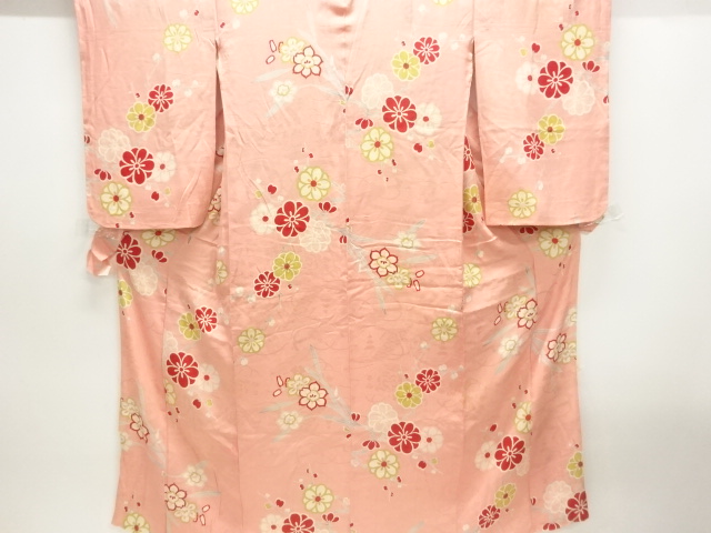 JAPANESE KIMONO / ANTIQUE KIMONO (PARTS DISASSEMBLED) / SILK / MON KINSHA / FLOWER